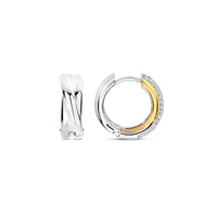 Ti Sento Yellow Gold Plated Cubic Zirconia Crossover Hoop Earrings 78012ZY
