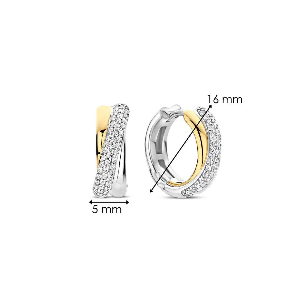 Ti Sento Yellow Gold Plated Cubic Zirconia Crossover Hoop Earrings 78012ZY - Michael Jones Jeweller