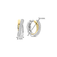 Ti Sento Yellow Gold Plated Cubic Zirconia Crossover Hoop Earrings 78012ZY