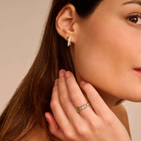 Ti Sento Yellow Gold Plated Cubic Zirconia Crossover Hoop Earrings 78012ZY