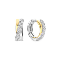 Ti Sento Yellow Gold Plated Cubic Zirconia Crossover Hoop Earrings 78012ZY