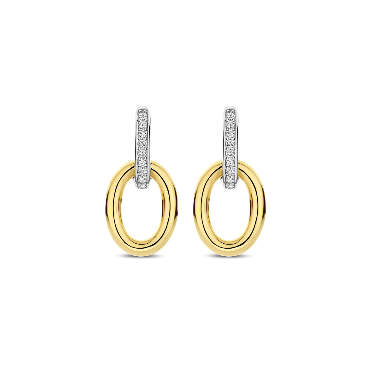 Ti Sento Yellow Gold Plated Cubic Zirconia Oval Drop Earrings 78015ZY - Michael Jones Jeweller