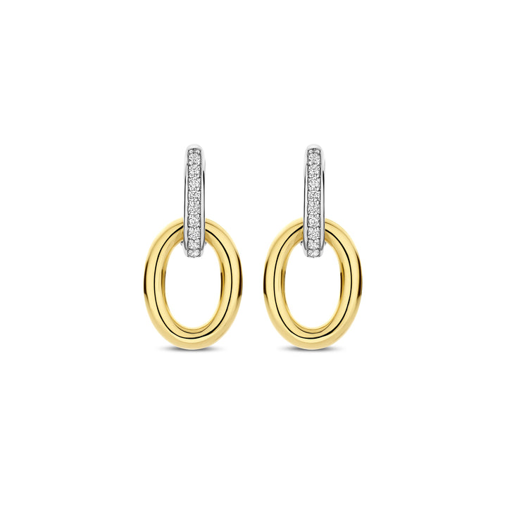Ti Sento Yellow Gold Plated Cubic Zirconia Oval Drop Earrings 78015ZY