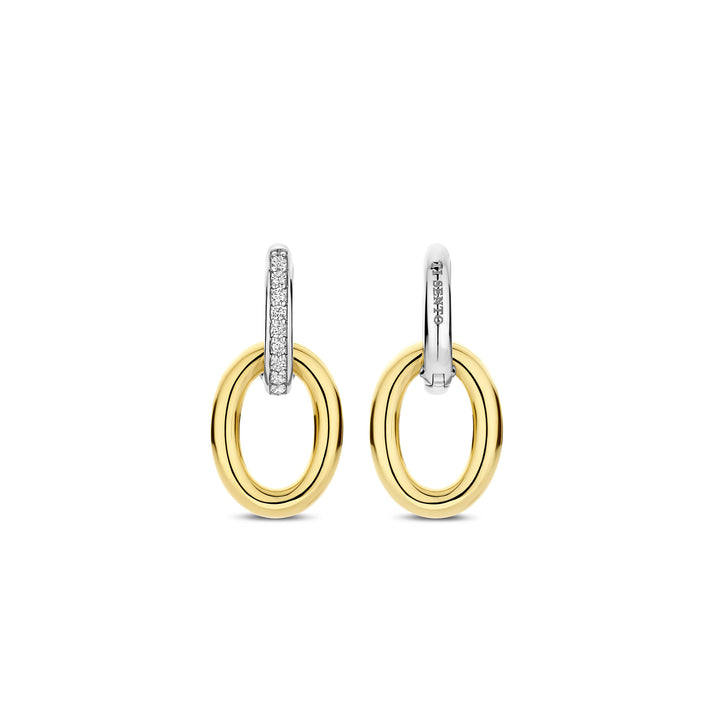 Ti Sento Yellow Gold Plated Cubic Zirconia Oval Drop Earrings 78015ZY