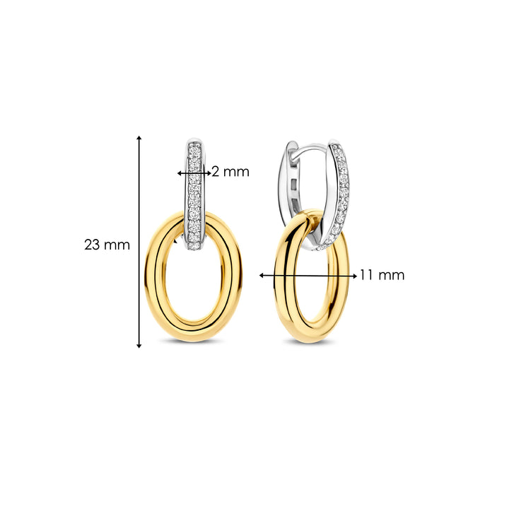 Ti Sento Yellow Gold Plated Cubic Zirconia Oval Drop Earrings 78015ZY