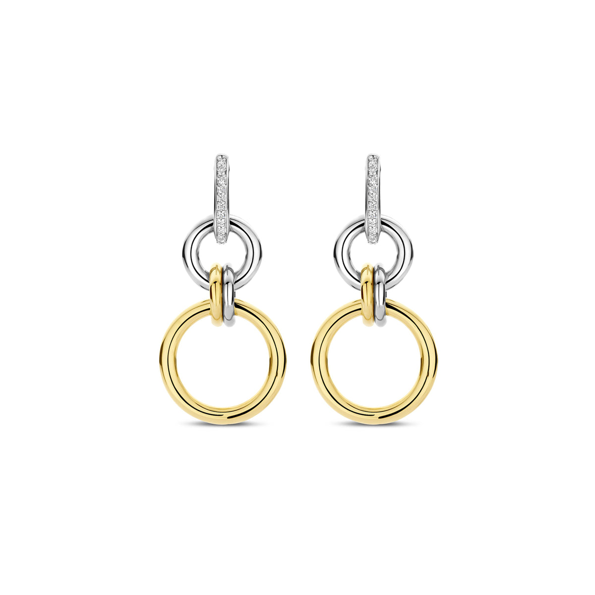 Ti Sento Yellow Gold Plated Cubic Zirconia Circle Drop Earrings 78018ZY