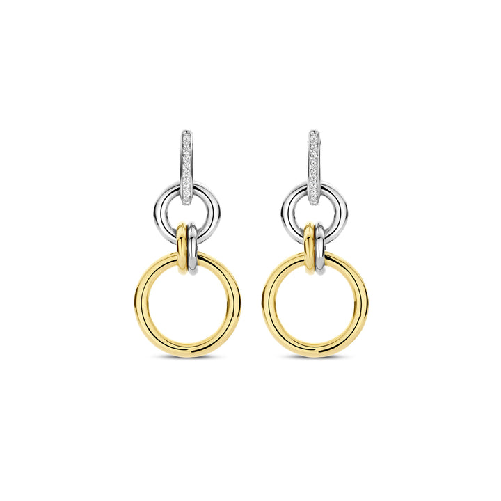 Ti Sento Yellow Gold Plated Cubic Zirconia Circle Drop Earrings 78018ZY
