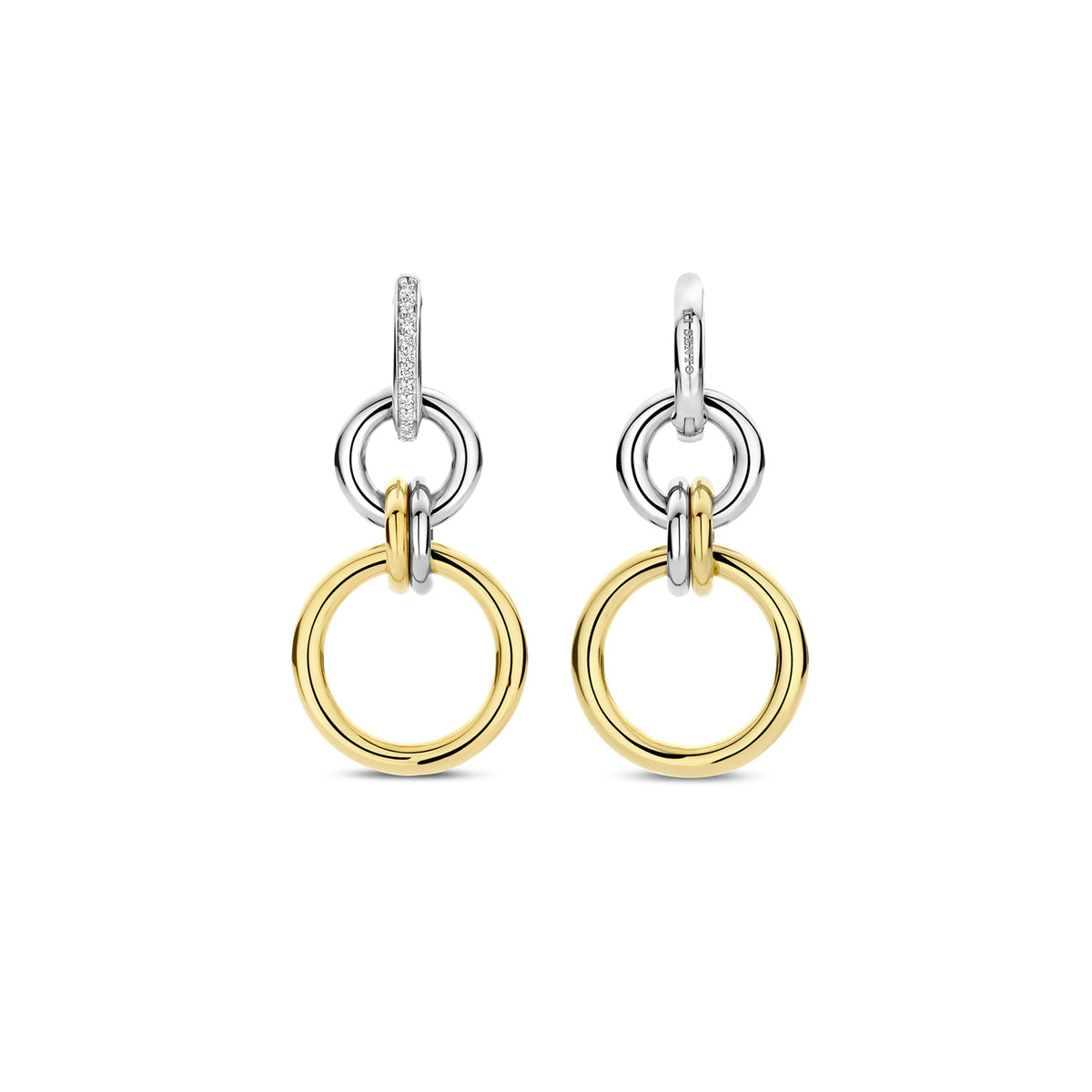 Ti Sento Yellow Gold Plated Cubic Zirconia Circle Drop Earrings 78018ZY