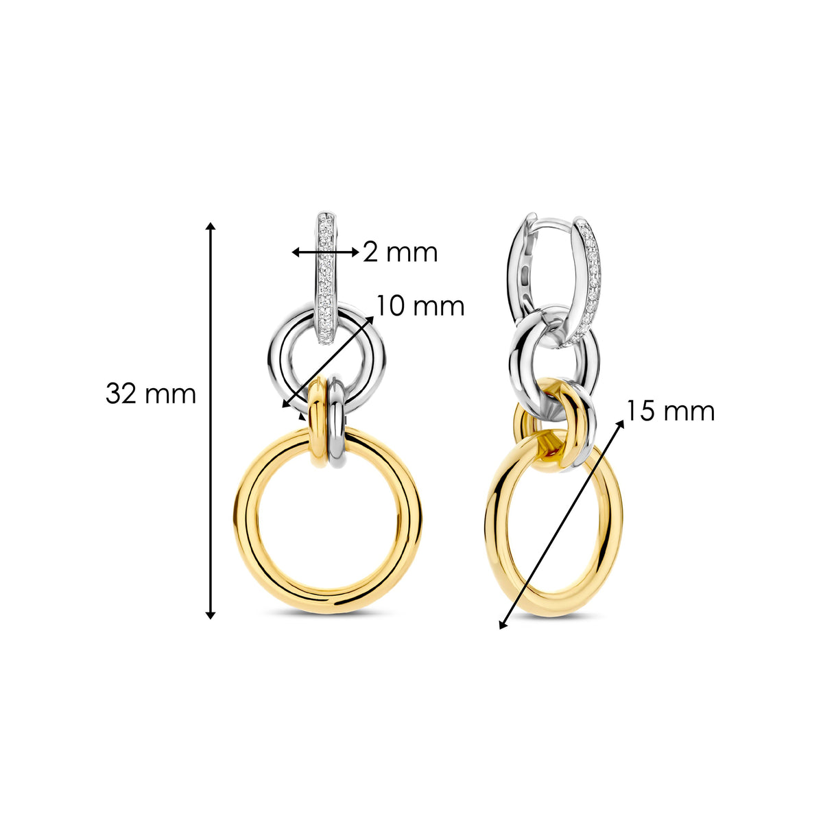 Ti Sento Yellow Gold Plated Cubic Zirconia Circle Drop Earrings 78018ZY