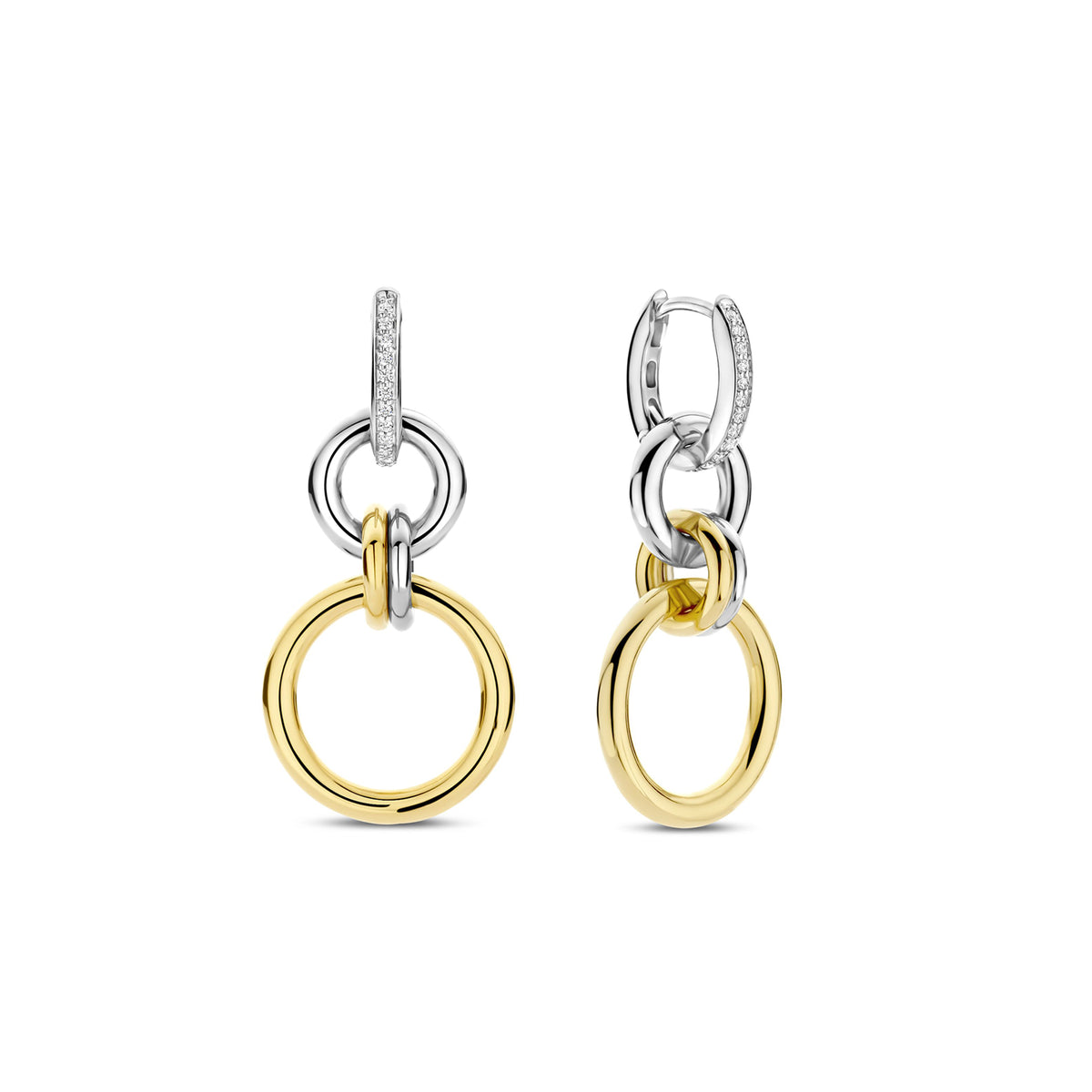 Ti Sento Yellow Gold Plated Cubic Zirconia Circle Drop Earrings 78018ZY