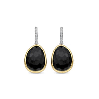 Ti Sento Yellow Gold Plated Black Crystal Pebble Drop Earrings 78026BY