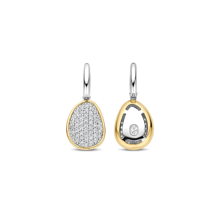 Ti Sento Yellow Gold Plated Cubic Zirconia Pebble Drop Earrings 78027ZY
