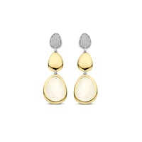 Ti Sento Yellow Gold Plated Cubic Zirconia and Milky White Crystal Pebble Drop Earrings 78028MW - Michael Jones Jeweller