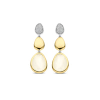 Ti Sento Yellow Gold Plated Cubic Zirconia and Milky White Crystal Pebble Drop Earrings 78028MW