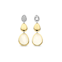 Ti Sento Yellow Gold Plated Cubic Zirconia and Milky White Crystal Pebble Drop Earrings 78028MW