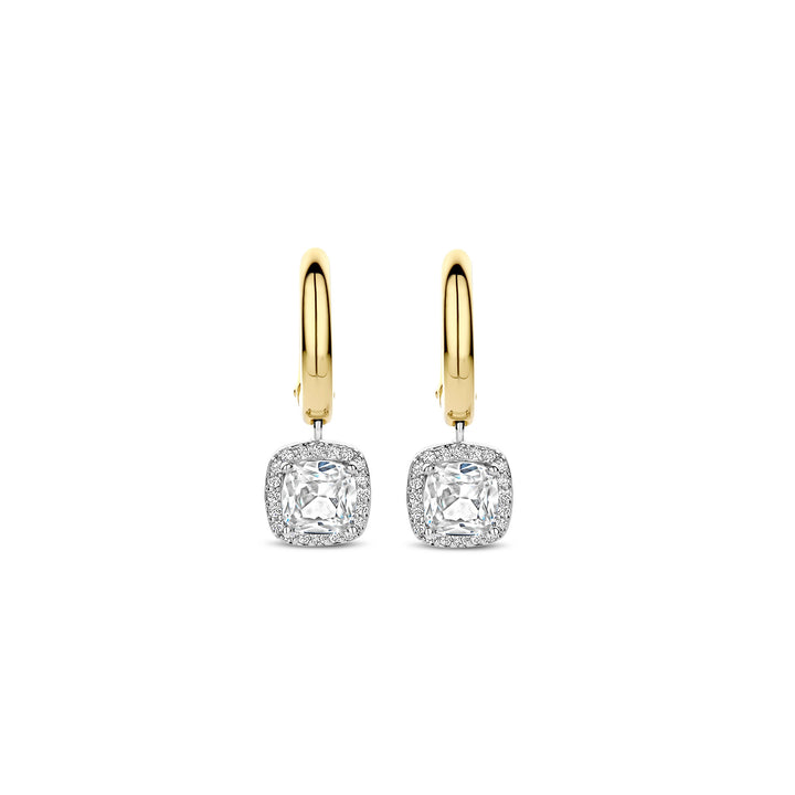 Ti Sento Yellow Gold Plated Cubic Zirconia Drop Hoop Earrings 78030ZY - Michael Jones Jeweller