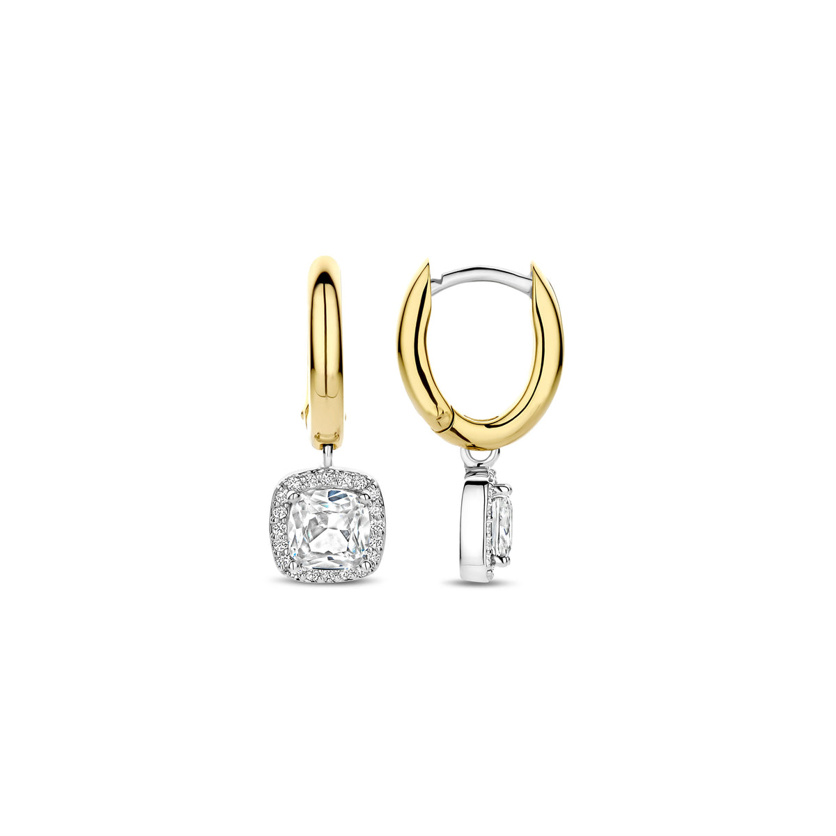 Ti Sento Yellow Gold Plated Cubic Zirconia Drop Hoop Earrings 78030ZY - Michael Jones Jeweller