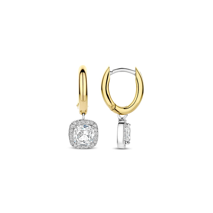 Ti Sento Yellow Gold Plated Cubic Zirconia Drop Hoop Earrings 78030ZY - Michael Jones Jeweller