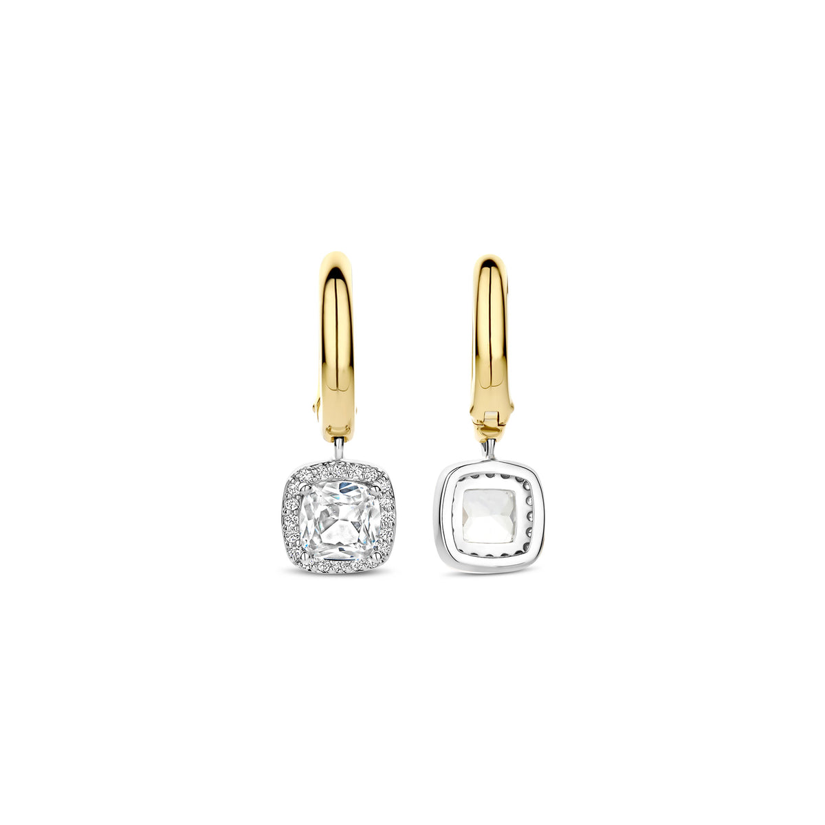 Ti Sento Yellow Gold Plated Cubic Zirconia Drop Hoop Earrings 78030ZY - Michael Jones Jeweller