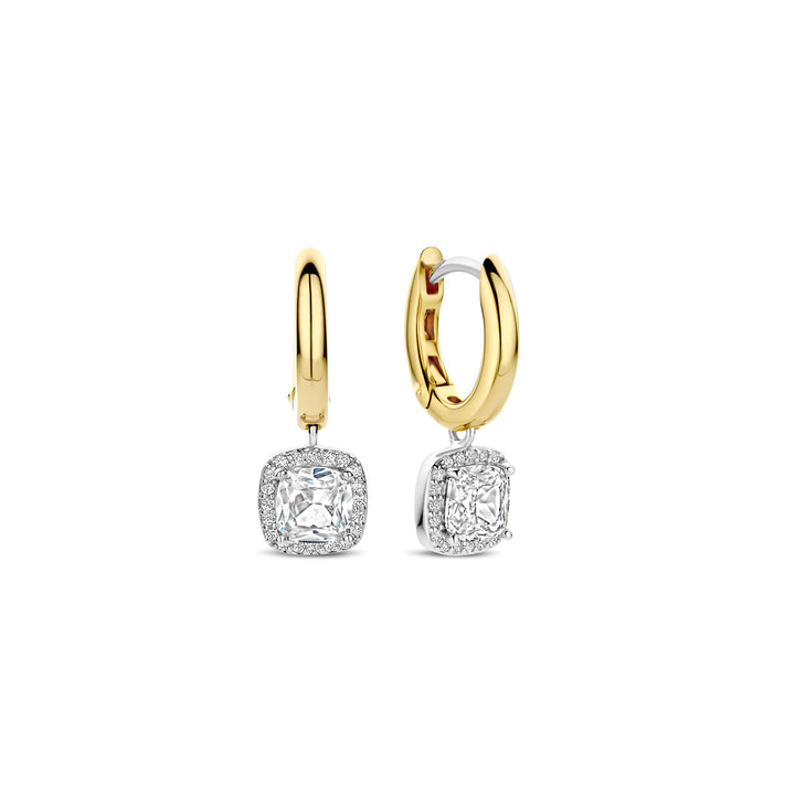 Ti Sento Yellow Gold Plated Cubic Zirconia Drop Hoop Earrings 78030ZY - Michael Jones Jeweller