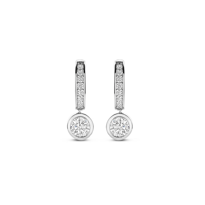 Ti Sento Cubic Zirconia Drop Hoop Earrings 78032ZI