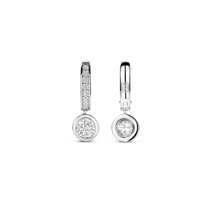 Ti Sento Cubic Zirconia Drop Hoop Earrings 78032ZI