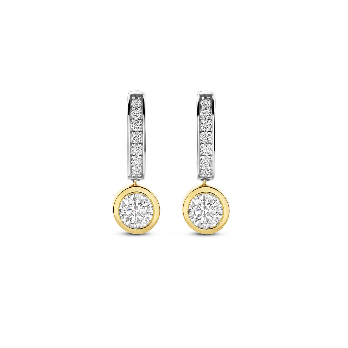 Ti Sento Yellow Gold Plated Cubic Zirconia Drop Hoop Earrings 78032ZY - Michael Jones Jeweller