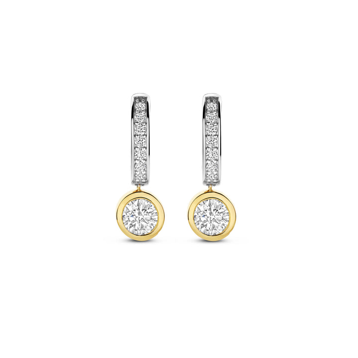 Ti Sento Yellow Gold Plated Cubic Zirconia Drop Hoop Earrings 78032ZY