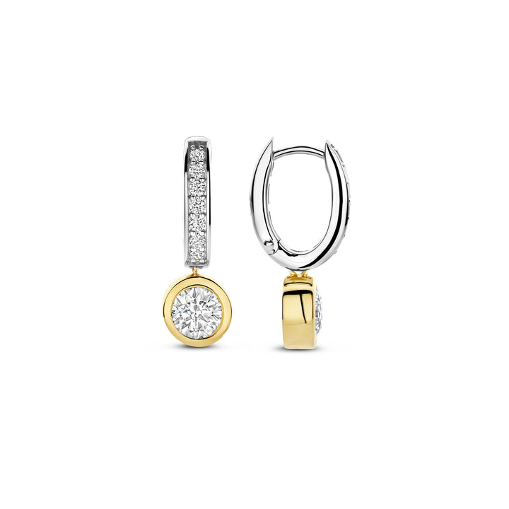 Ti Sento Yellow Gold Plated Cubic Zirconia Drop Hoop Earrings 78032ZY
