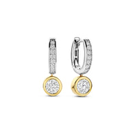 Ti Sento Yellow Gold Plated Cubic Zirconia Drop Hoop Earrings 78032ZY - Michael Jones Jeweller