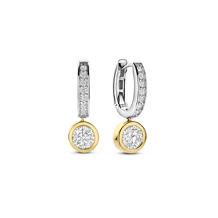 Ti Sento Yellow Gold Plated Cubic Zirconia Drop Hoop Earrings 78032ZY