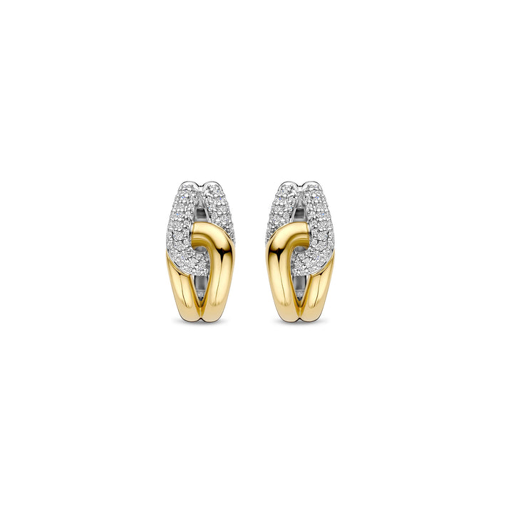 Ti Sento Yellow Gold Plated Cubic Zirconia Entwined Hoop Earrings 78033ZY - Michael Jones Jeweller