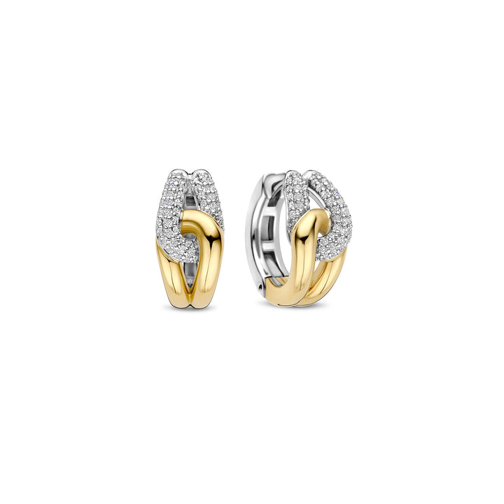 Ti Sento Yellow Gold Plated Cubic Zirconia Entwined Hoop Earrings 78033ZY - Michael Jones Jeweller