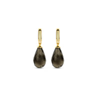 Ti Sento Yellow Gold Plated Khaki Green Crystal Teardrop Hoop Earrings 78037KA - Michael Jones Jeweller