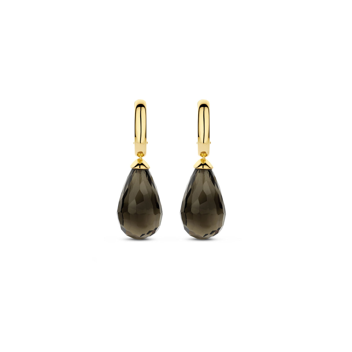 Ti Sento Yellow Gold Plated Khaki Green Crystal Teardrop Hoop Earrings 78037KA - Michael Jones Jeweller