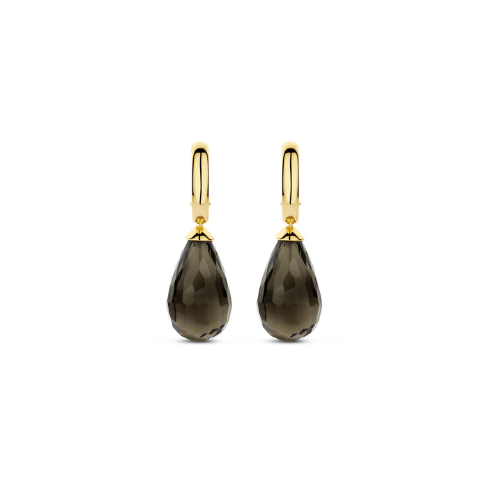 Ti Sento Yellow Gold Plated Khaki Green Crystal Teardrop Hoop Earrings 78037KA