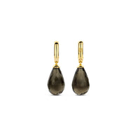 Ti Sento Yellow Gold Plated Khaki Green Crystal Teardrop Hoop Earrings 78037KA - Michael Jones Jeweller