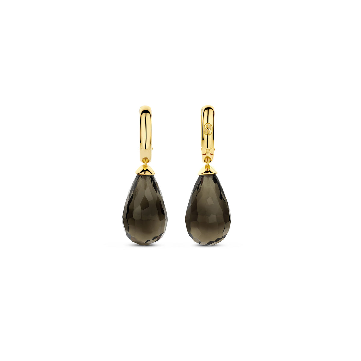 Ti Sento Yellow Gold Plated Khaki Green Crystal Teardrop Hoop Earrings 78037KA - Michael Jones Jeweller