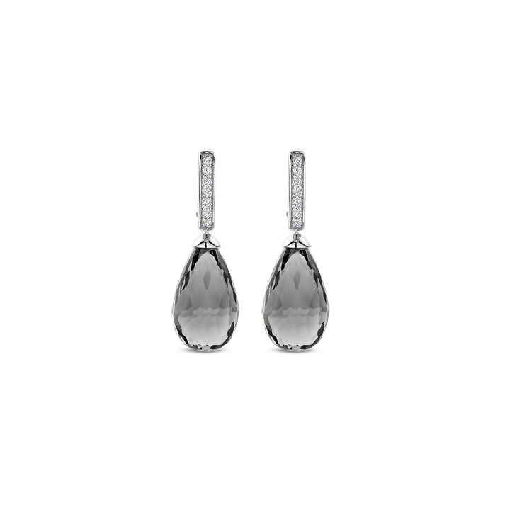 Ti Sento Grey Crystal and Cubic Zirconia Teardrop Hoop Earrings 78038GG