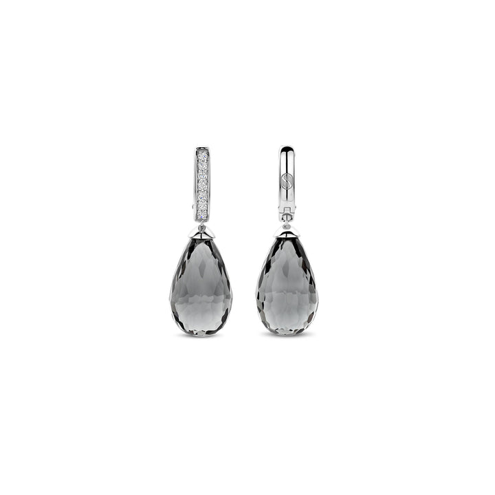 Ti Sento Grey Crystal and Cubic Zirconia Teardrop Hoop Earrings 78038GG