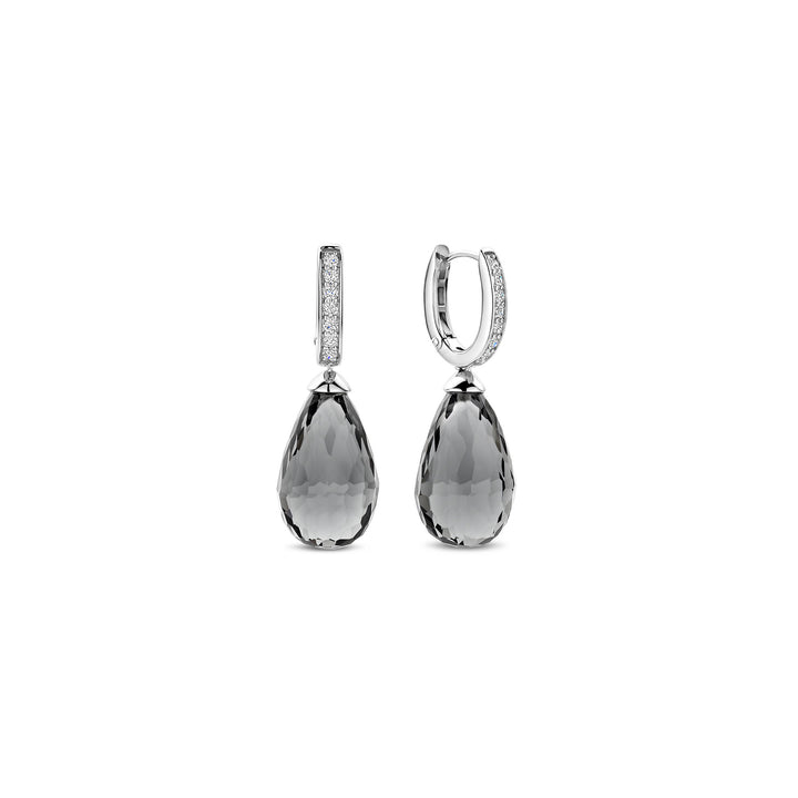 Ti Sento Grey Crystal and Cubic Zirconia Teardrop Hoop Earrings 78038GG