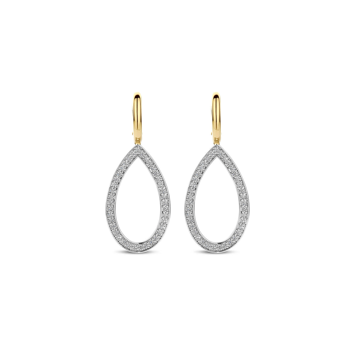 Ti Sento Yellow Gold Plated Cubic Zirconia Open Teardrop Drop Earrings 78039ZY - Michael Jones Jeweller