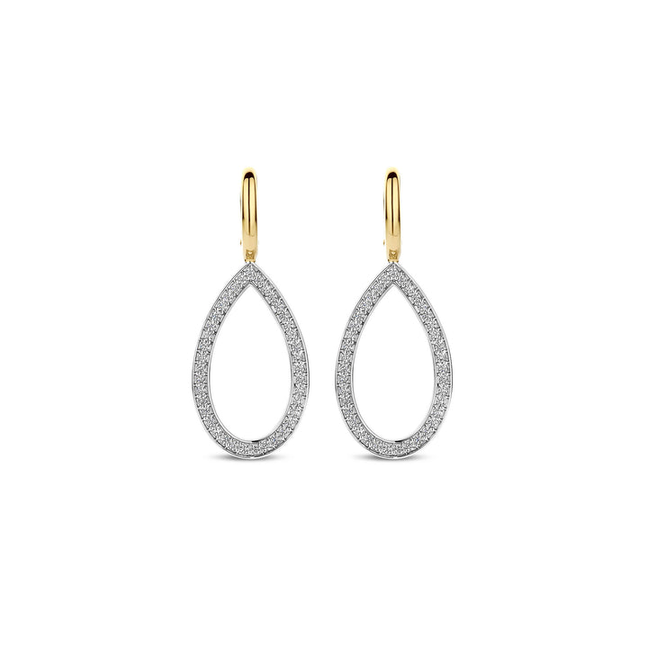 Ti Sento Yellow Gold Plated Cubic Zirconia Open Teardrop Drop Earrings 78039ZY