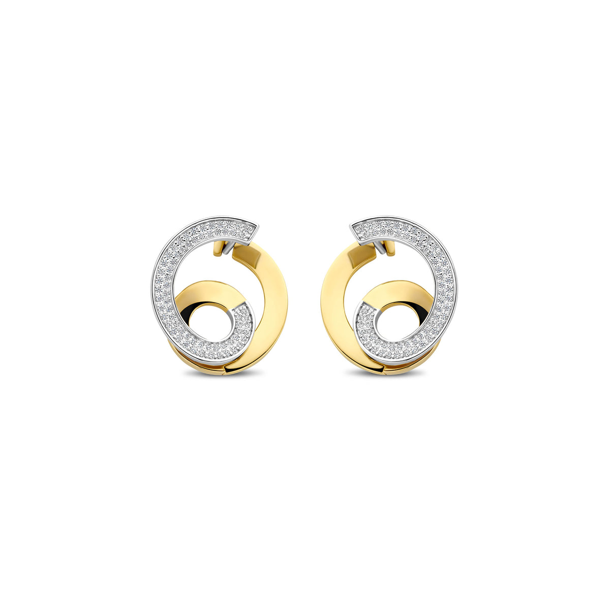 Ti Sento Yellow Gold Plated Cubic Zirconia Swirl Stud Earrings 78040ZY - Michael Jones Jeweller