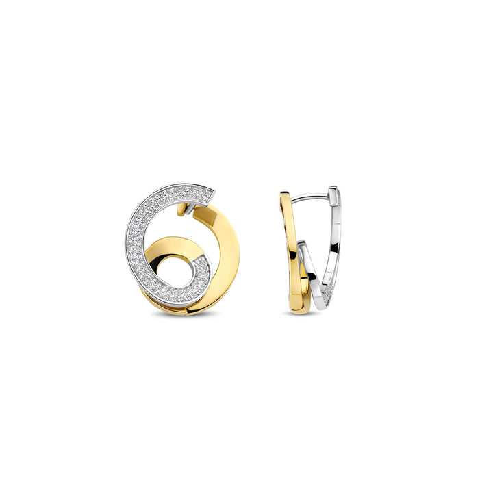 Ti Sento Yellow Gold Plated Cubic Zirconia Swirl Stud Earrings 78040ZY