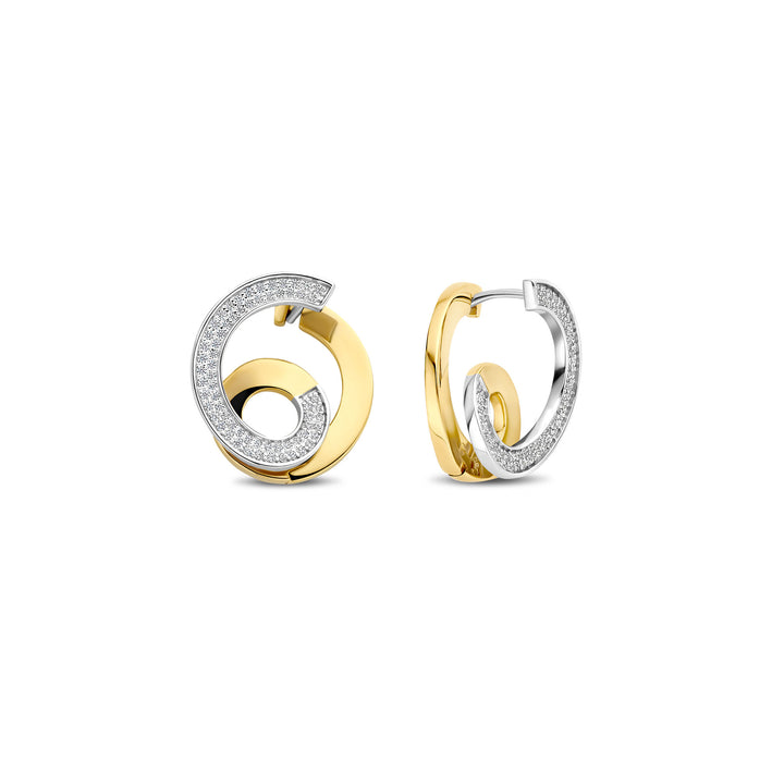 Ti Sento Yellow Gold Plated Cubic Zirconia Swirl Stud Earrings 78040ZY