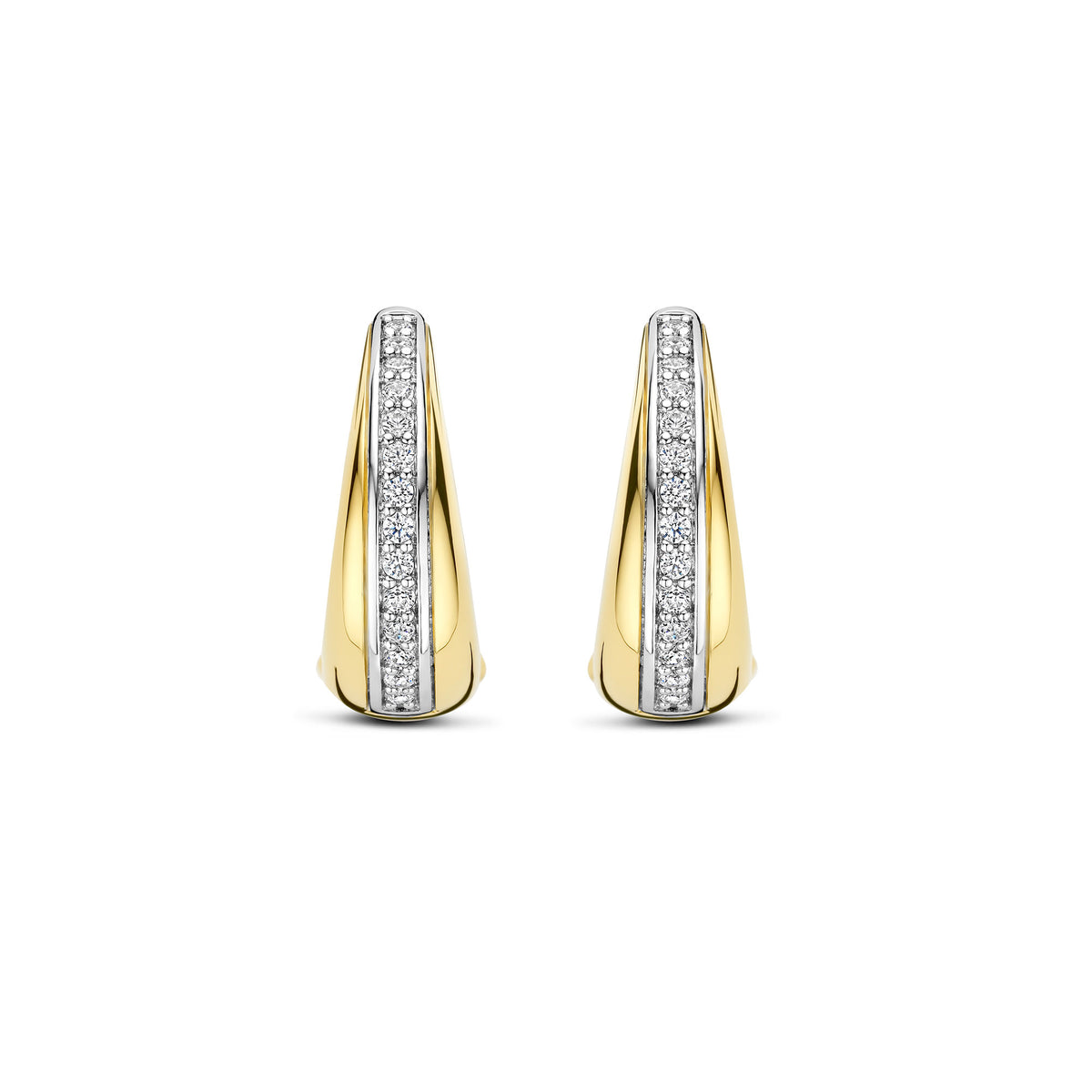 Ti Sento Yellow Gold Plated Cubic Zirconia Tapered Hoop Earrings 78049ZY - Michael Jones Jeweller