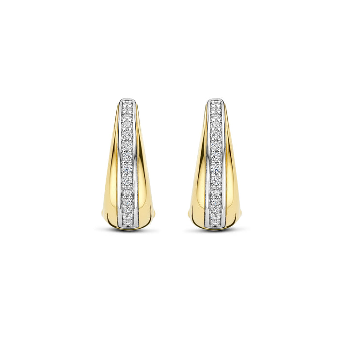 Ti Sento Yellow Gold Plated Cubic Zirconia Tapered Hoop Earrings 78049ZY