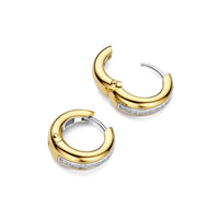 Ti Sento Yellow Gold Plated Cubic Zirconia Tapered Hoop Earrings 78049ZY
