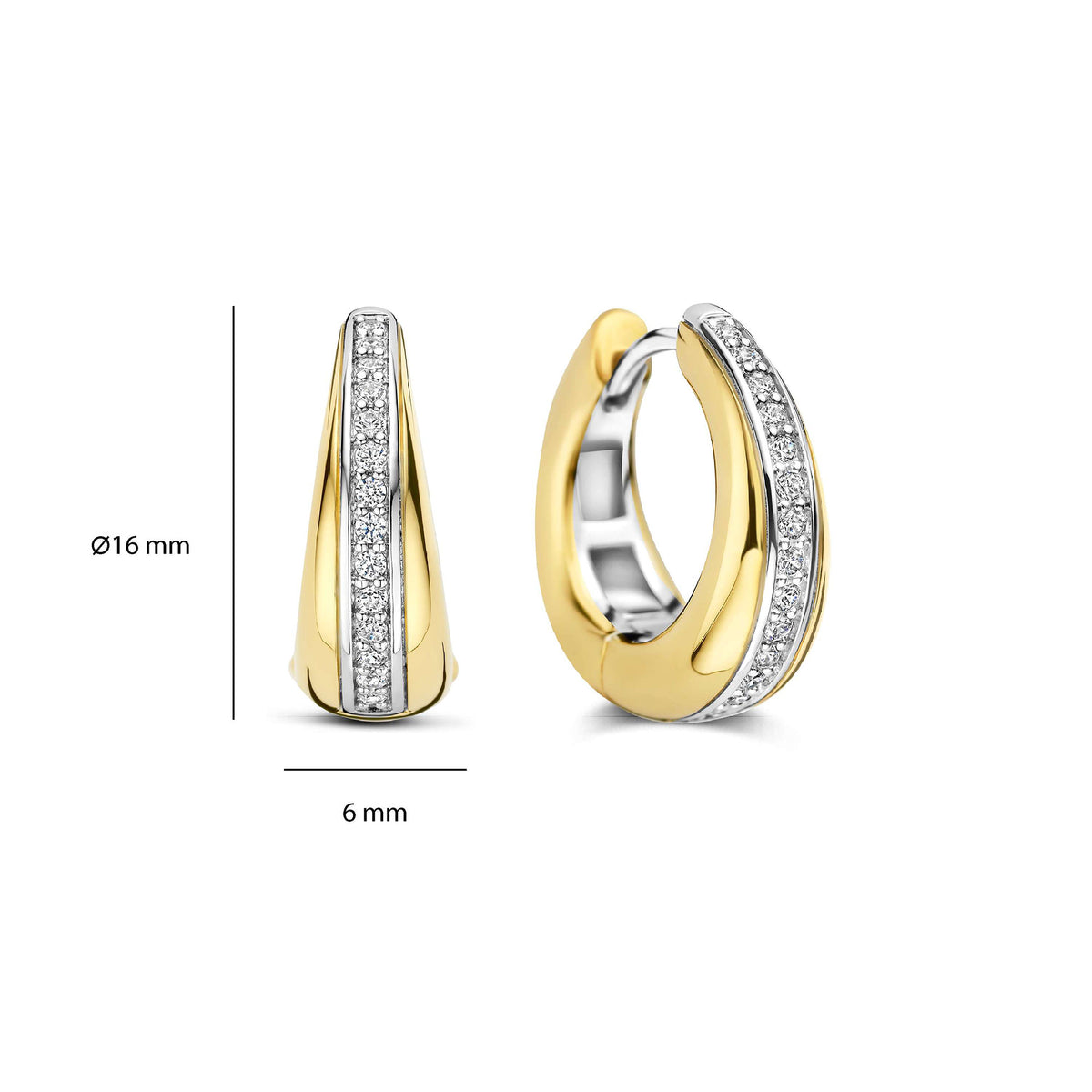 Ti Sento Yellow Gold Plated Cubic Zirconia Tapered Hoop Earrings 78049ZY - Michael Jones Jeweller